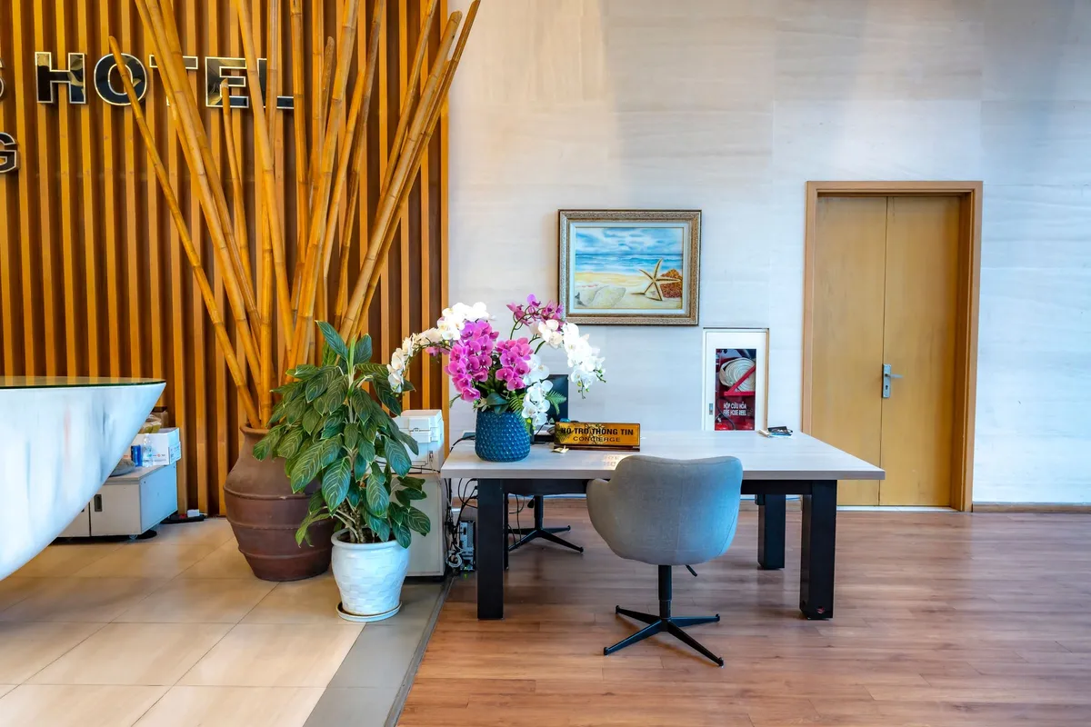 A guest-house reception area